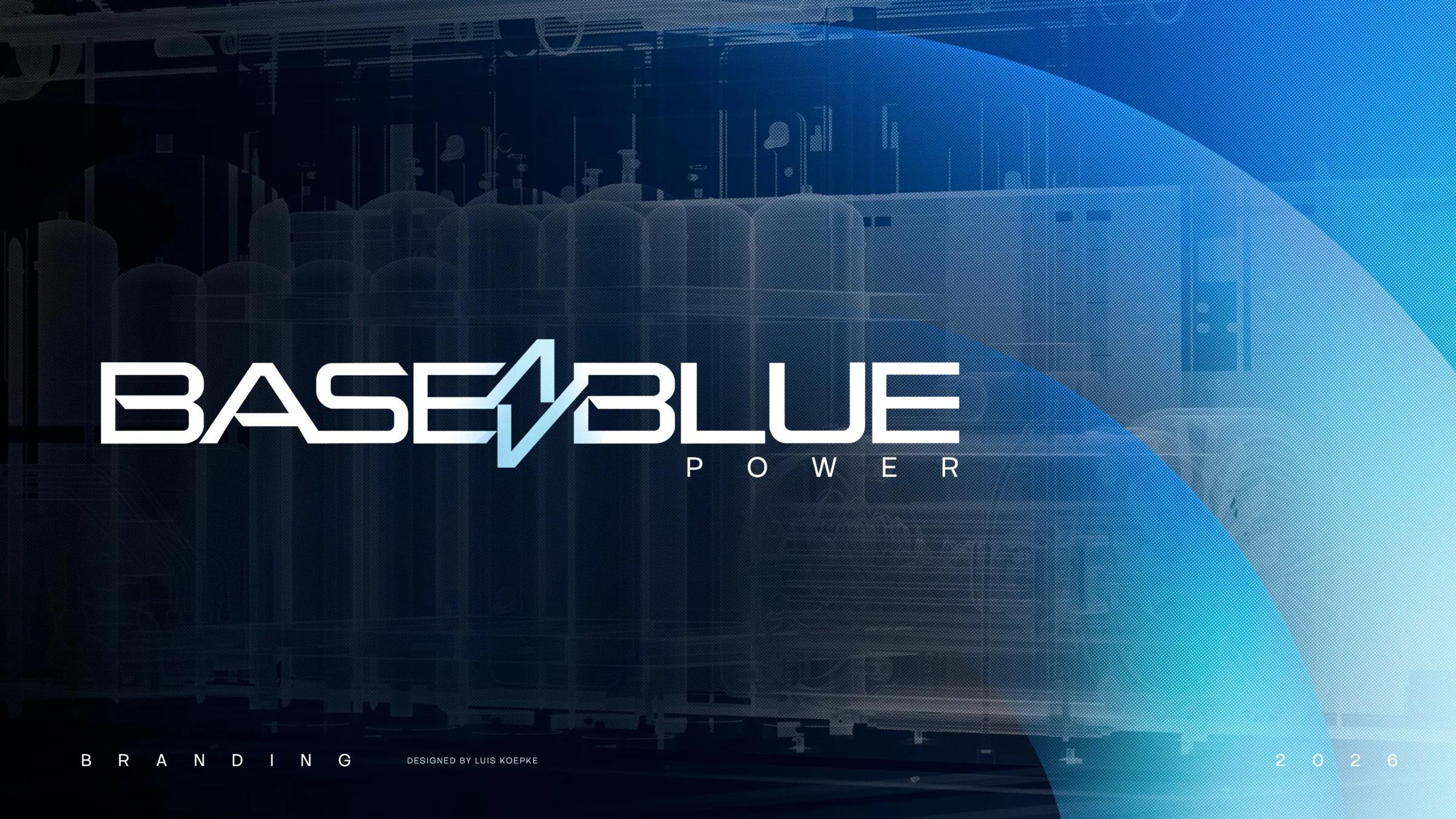 Logo de BaseBlue Power sobre una portada de marca azul oscuro