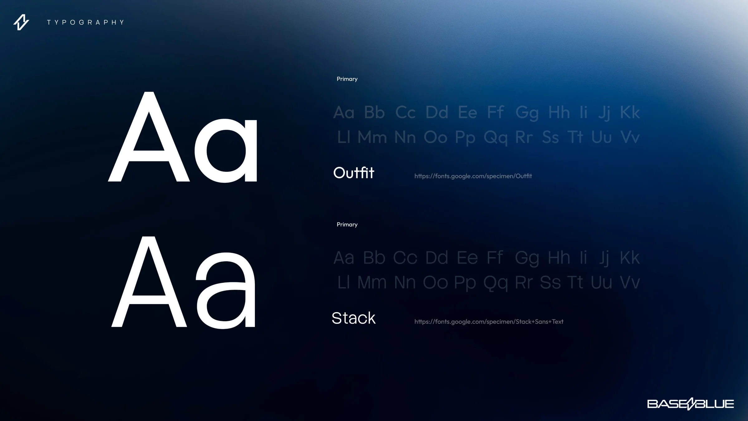 BaseBlue Power brand typography