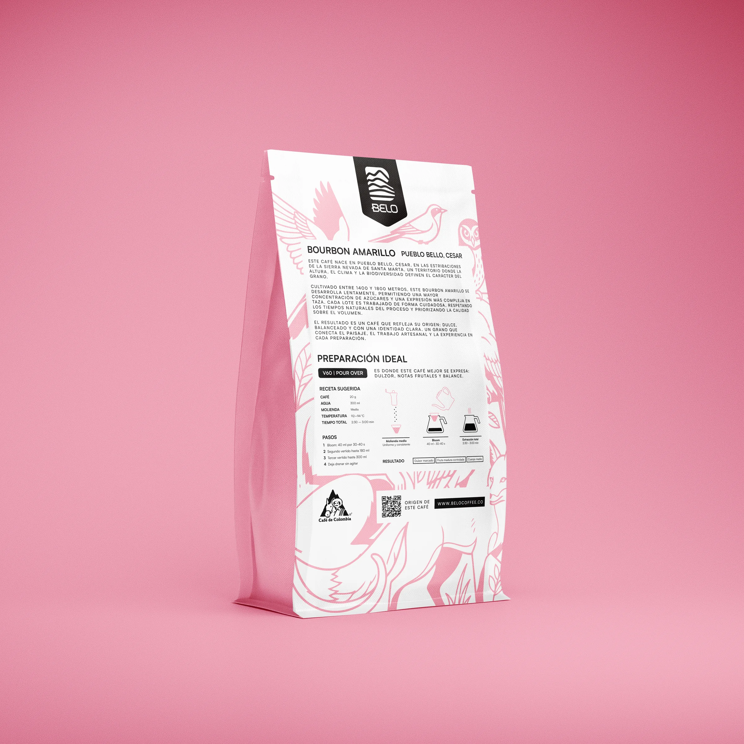 Belo Specialty Coffee · bolsa rosa reverso